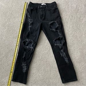 Gently Worn Vibrant MIU Distressed Black Skinny Jeans, Size 13